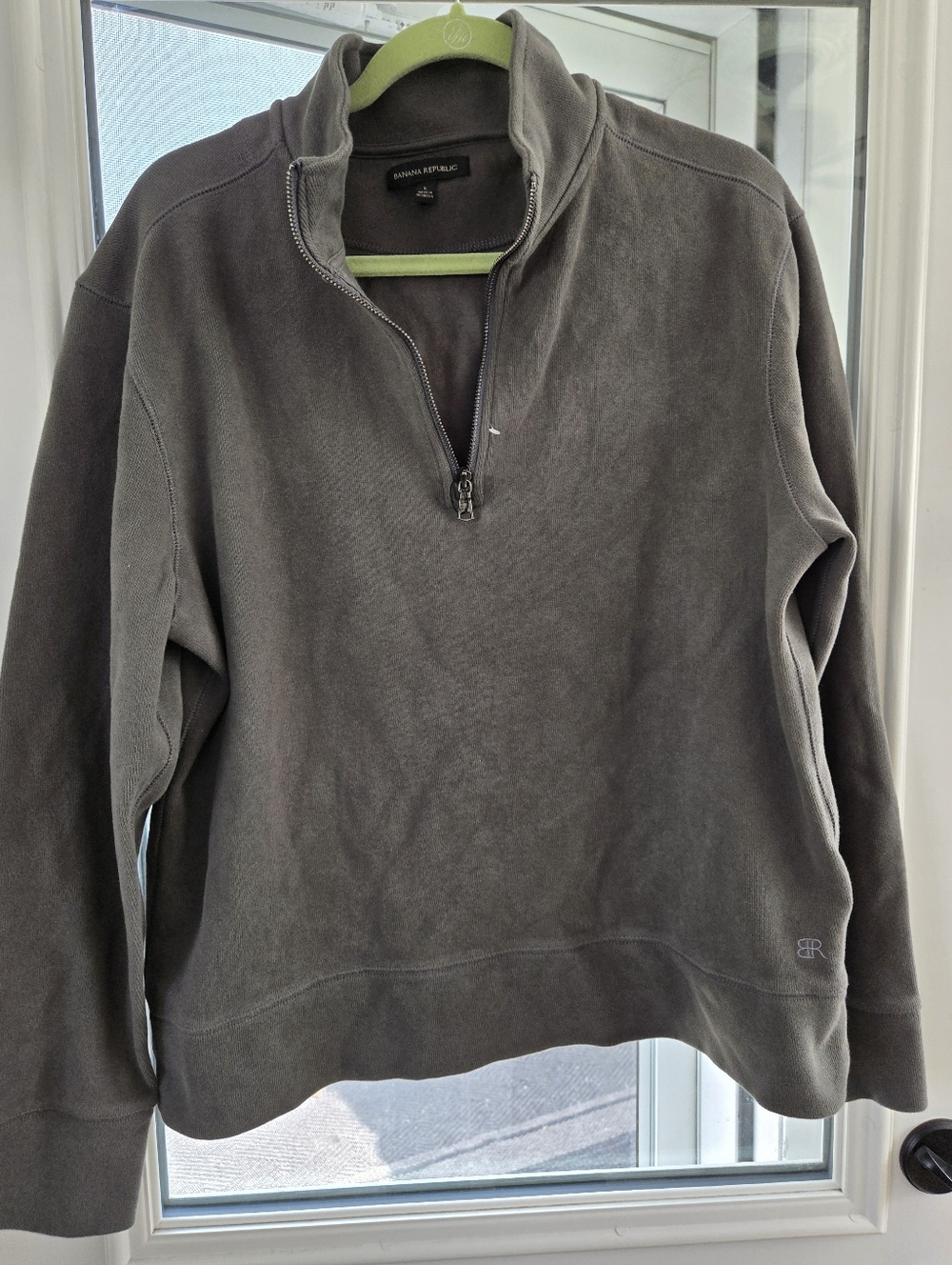 Banana Republic Men's Large Quarter-Zip Sweatshirt - Grayish Green